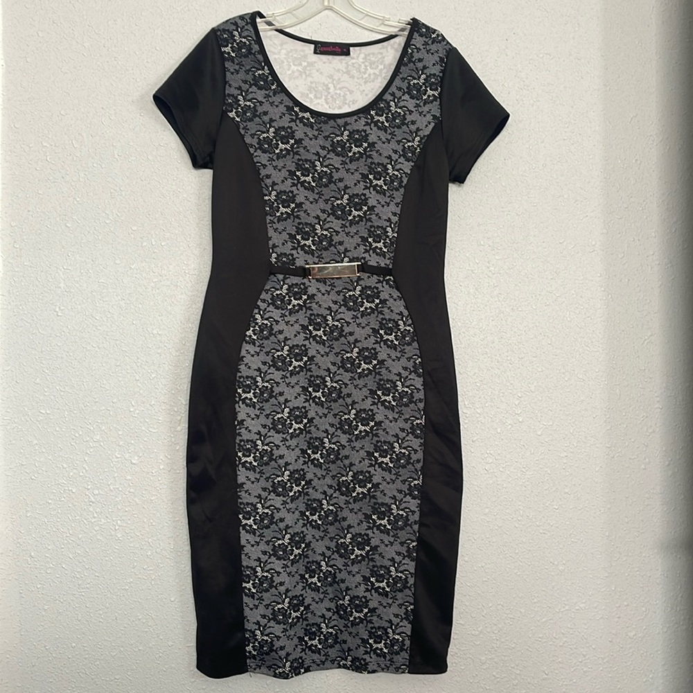 Black Floral Print Bodycon Dress